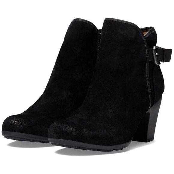 Comfortiva Namari Booties Women's US 7 Black Suede Block Heel Ankle Boots ZPO545 - Picture 1 of 9